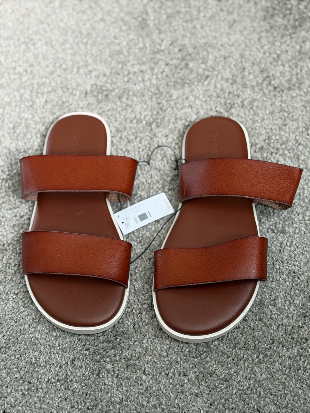 Women’s Double Strap Slide Sandals in Brown
